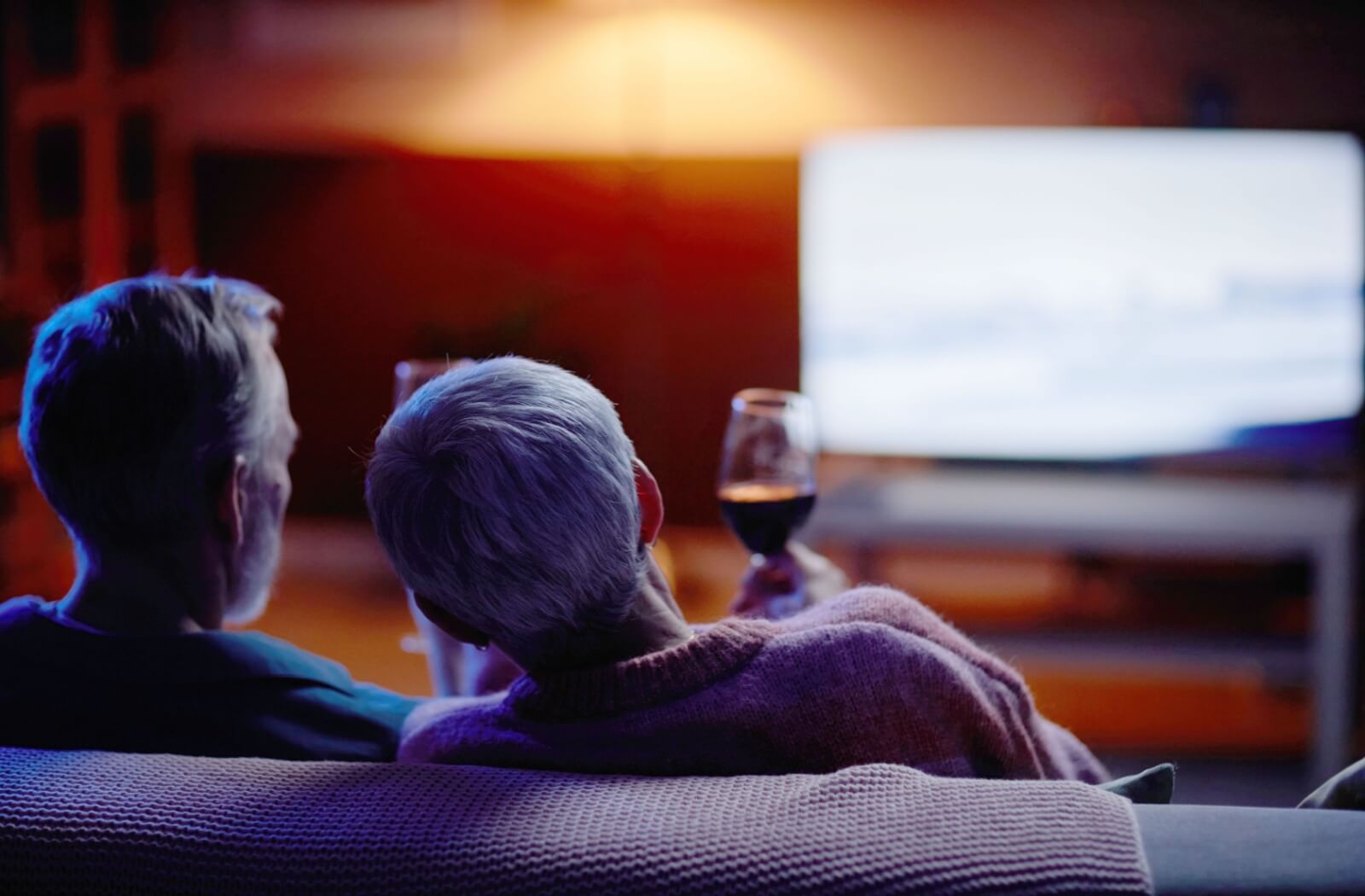 senior couple watching a movie about alzheimer's